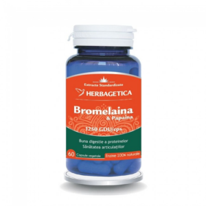 bromelaina si papaina 60 capsule herbagetica 4680