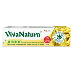 pasta de dinti naturala pentru copii cu argila activa si banane junior 80 ml vivanatura 7624